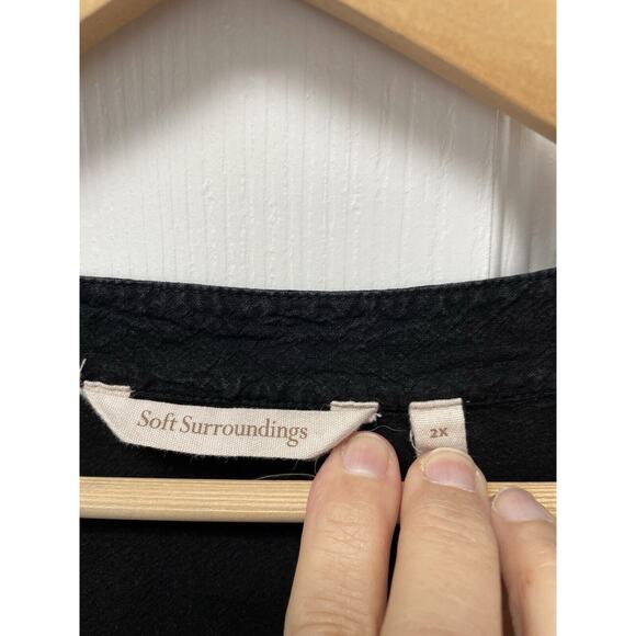 Soft Surroundings Boho Shirt Top Womens Size 2XL Beaded Peasant Lagoelook - Picture 6 of 9